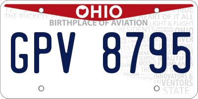 OH license plate GPV8795
