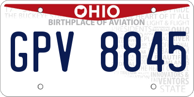 OH license plate GPV8845