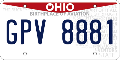 OH license plate GPV8881