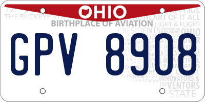 OH license plate GPV8908