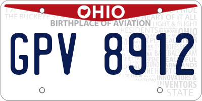 OH license plate GPV8912