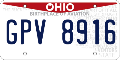 OH license plate GPV8916