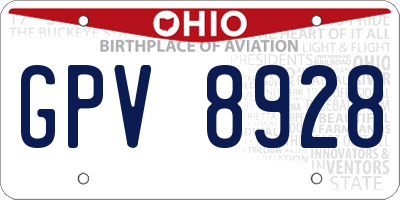 OH license plate GPV8928