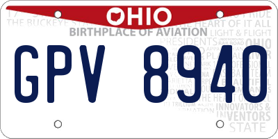 OH license plate GPV8940