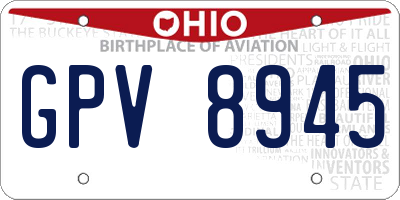 OH license plate GPV8945