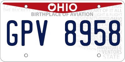 OH license plate GPV8958