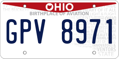 OH license plate GPV8971
