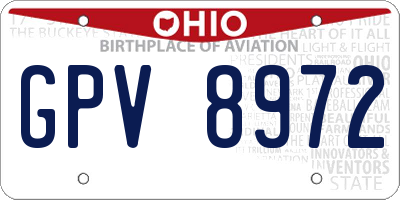 OH license plate GPV8972
