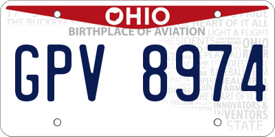 OH license plate GPV8974