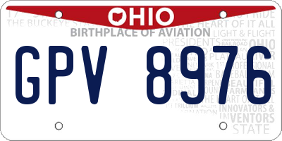 OH license plate GPV8976