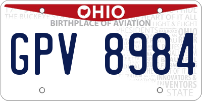 OH license plate GPV8984