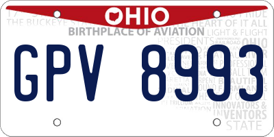 OH license plate GPV8993