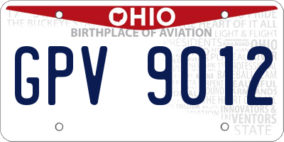 OH license plate GPV9012