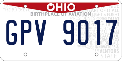 OH license plate GPV9017