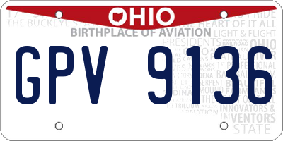 OH license plate GPV9136