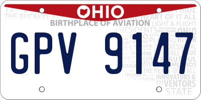 OH license plate GPV9147