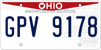 OH license plate GPV9178