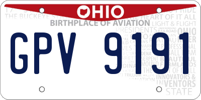 OH license plate GPV9191