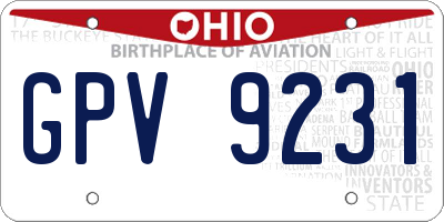OH license plate GPV9231