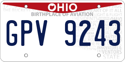 OH license plate GPV9243