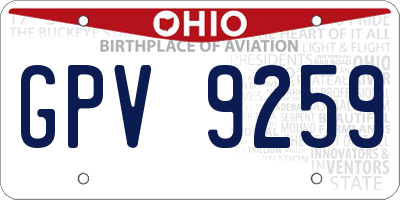 OH license plate GPV9259