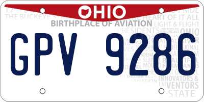 OH license plate GPV9286