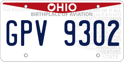 OH license plate GPV9302