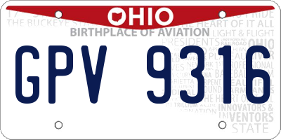 OH license plate GPV9316