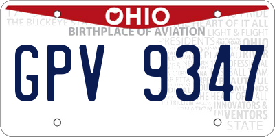 OH license plate GPV9347