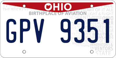 OH license plate GPV9351