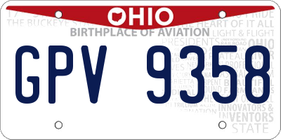 OH license plate GPV9358