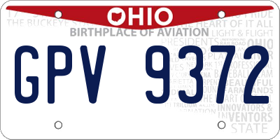 OH license plate GPV9372