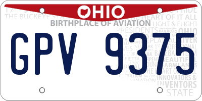 OH license plate GPV9375