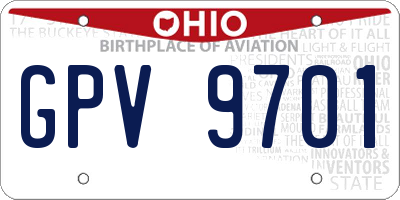 OH license plate GPV9701