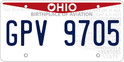 OH license plate GPV9705