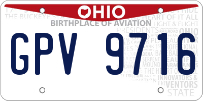 OH license plate GPV9716