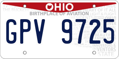 OH license plate GPV9725