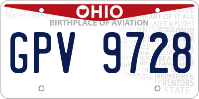 OH license plate GPV9728
