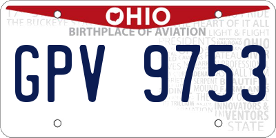 OH license plate GPV9753