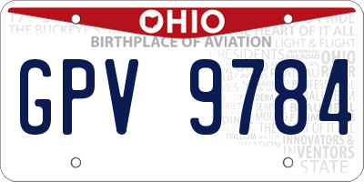 OH license plate GPV9784