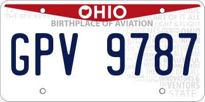 OH license plate GPV9787