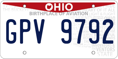OH license plate GPV9792