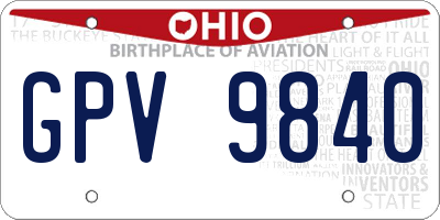 OH license plate GPV9840
