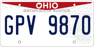 OH license plate GPV9870