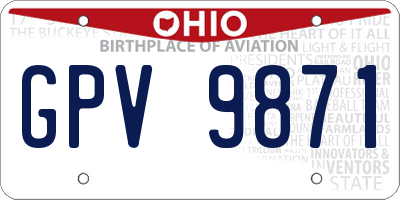OH license plate GPV9871