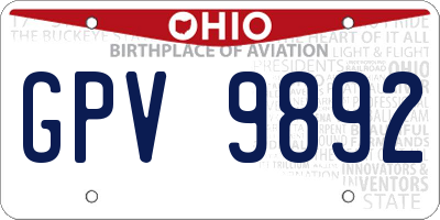 OH license plate GPV9892