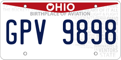 OH license plate GPV9898