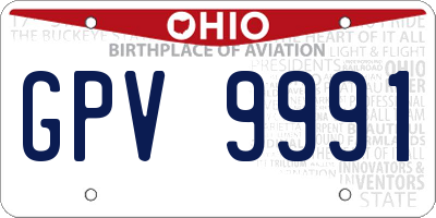 OH license plate GPV9991