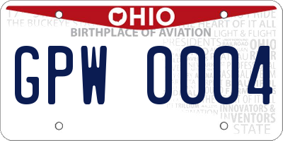 OH license plate GPW0004