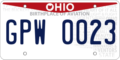 OH license plate GPW0023